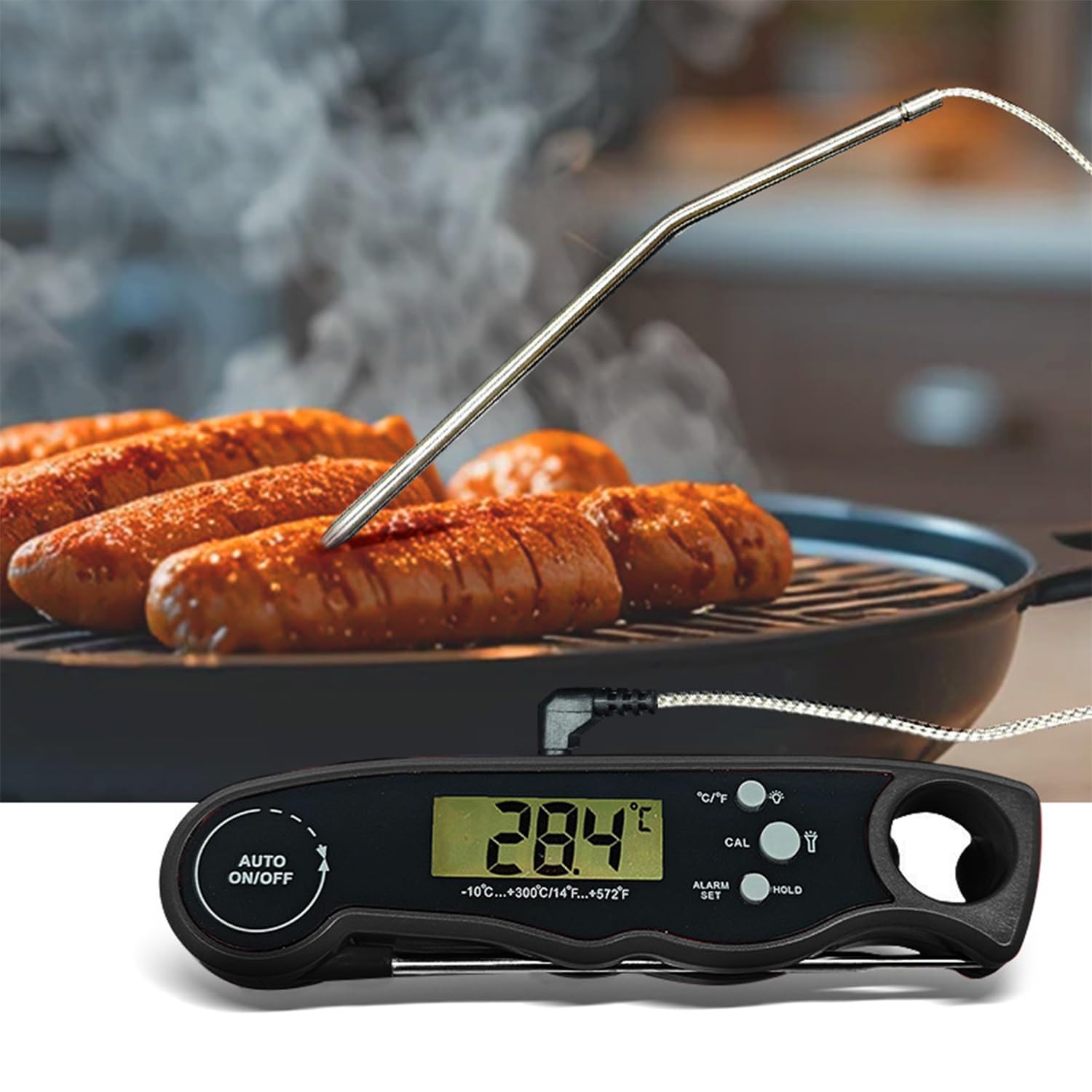 Meat Thermometer Digital - Instant Read Food Thermometer for Cooking Grilling Air Fryer Griddle Probe Kitchen Gadgets Essentials BBQ Accessories Grill Gifts for Men Him Dad Birthday