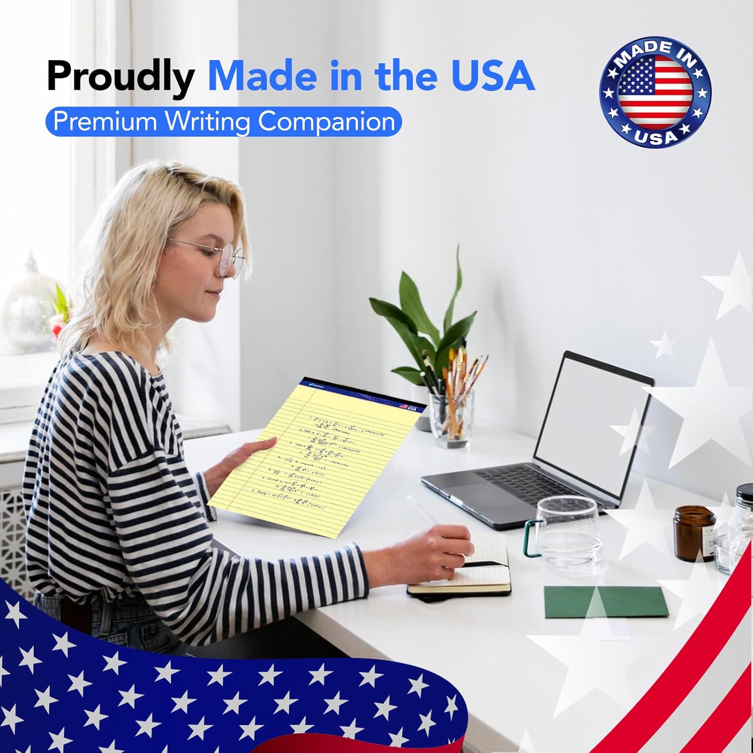 WritePads Legal note pads 8.5"x11" Legal Pads,Wide Ruled,Canary Paper,12 Pack,50 Sheets Per Writing Pad,Micro perforated Writing Pad,BL-MCY50W-12PAD