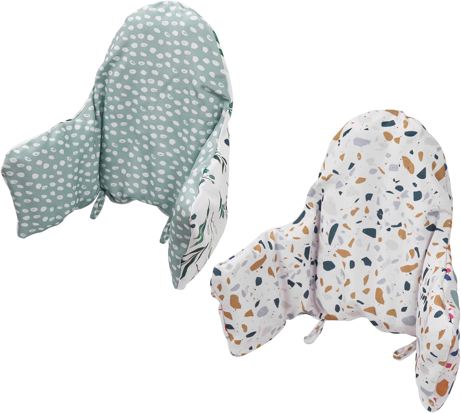 Cushion for High Chair, Chair Pad IKEA Antilop Highchair, Pack of 2 Seat Pad, Built-in Inflatable Cushion, Soft and Comfortable, Baby Sitting More Comfortable (Fresh Leaf/Stone Flower)