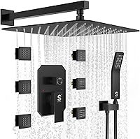 Vista 15 de Sistema de ducha en cascada de 4 funciones con chorros corporales, sistema de ducha de lluvia de cuerpo completo SR SUN RISE con grifo de ducha