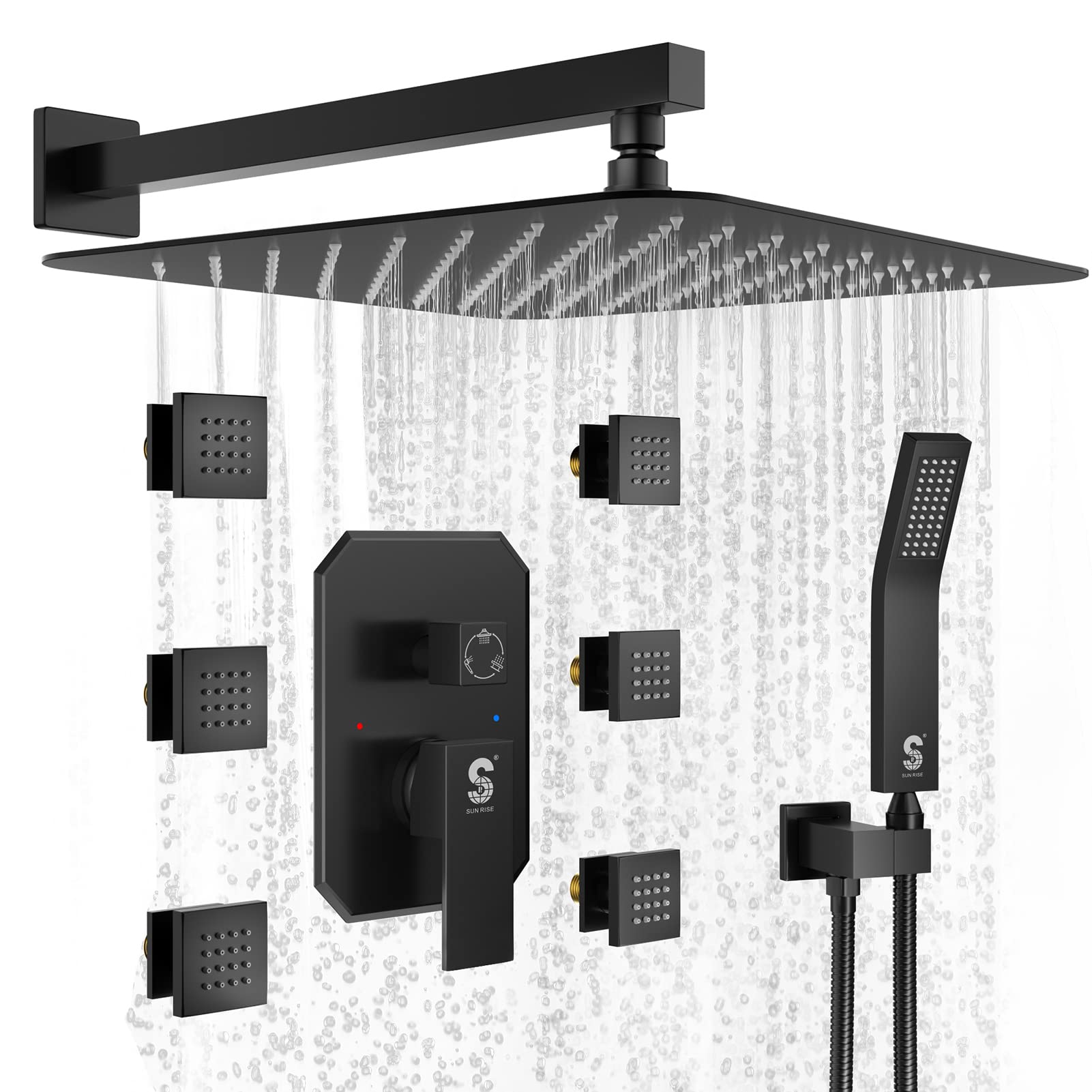 Buy Shower System with Body Jets, SR SUN RISE 16'' Full Body Rain