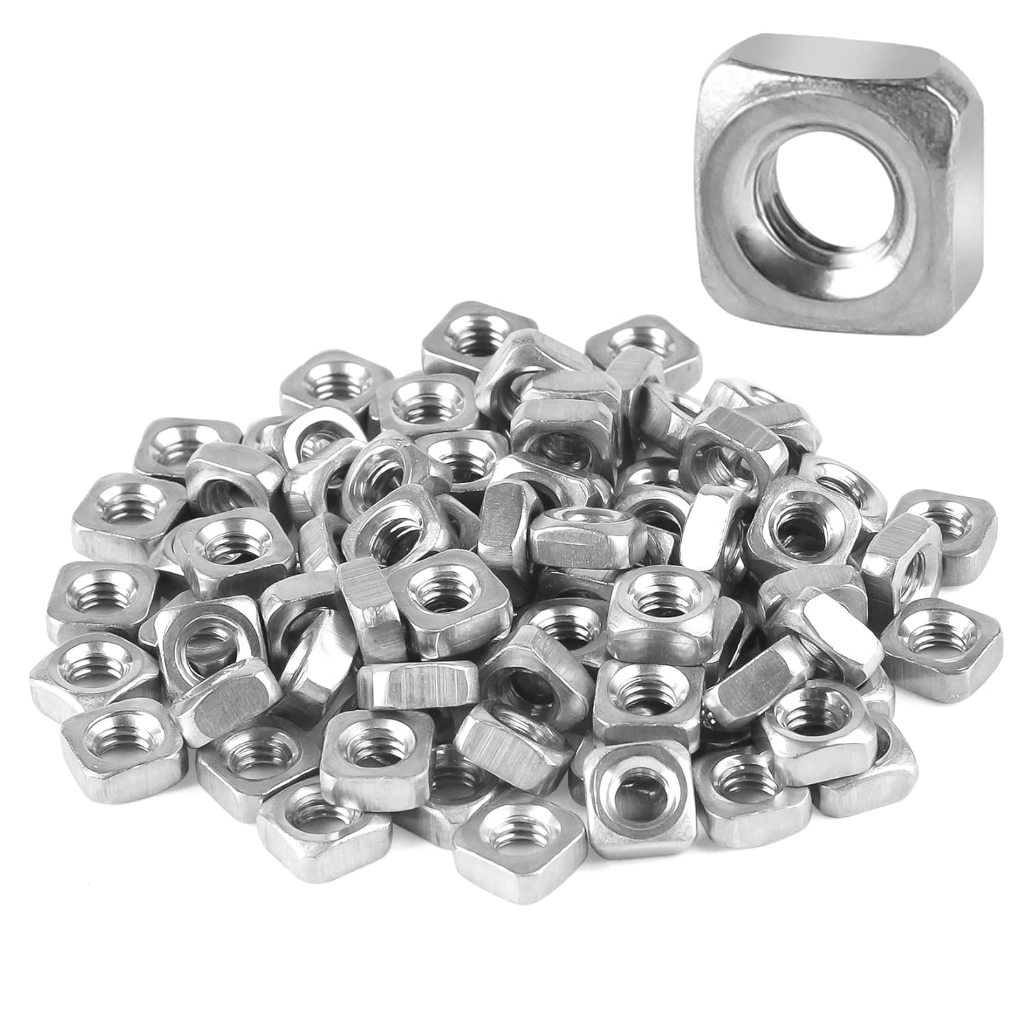 Niooliuk Pack of 100 M4 Square Nuts, 304 Stainless Steel Metric Coarse