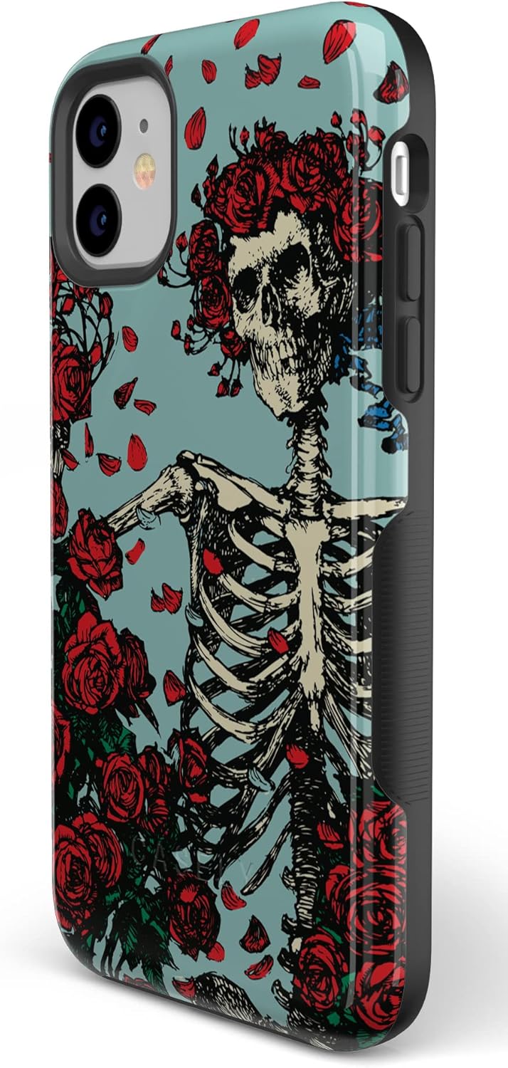 Casely iPhone 11 Case | Forever Grateful | Grateful Dead Skeleton Floral | Bold Protective Design