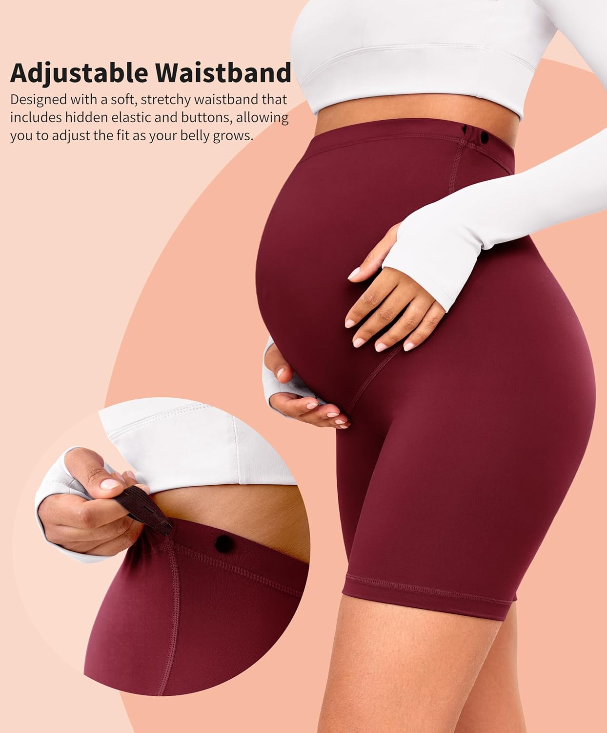 VALANDY Creamlush 4 Pack Maternity Shorts–Over The Belly Buttery Soft Stretchy Maternity Lounge Yoga Shorts - Image 4