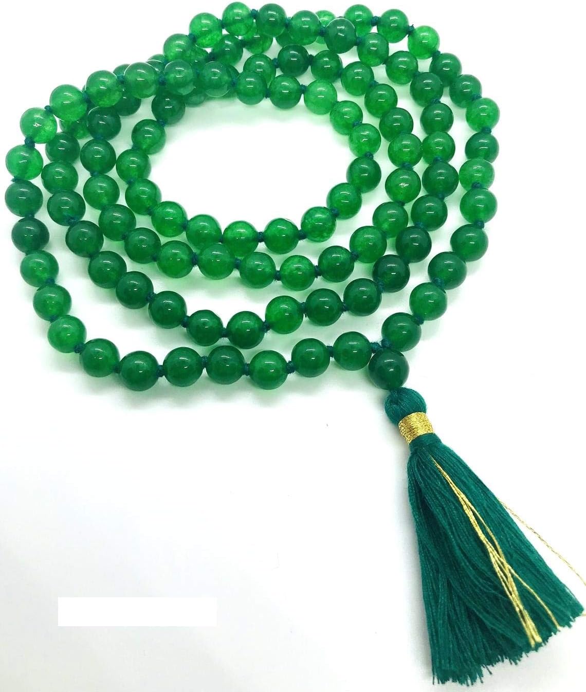 Green Jade Mala 8mm Beads Size 108+1 = 109 Beads, Green Jade mala Certified