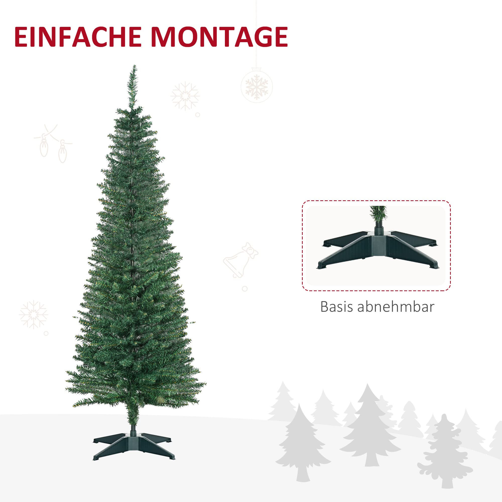 HOMCOM Künstlicher Weihnachtsbaum 150 cm mit 294 Spitzen für Drinnen Grün