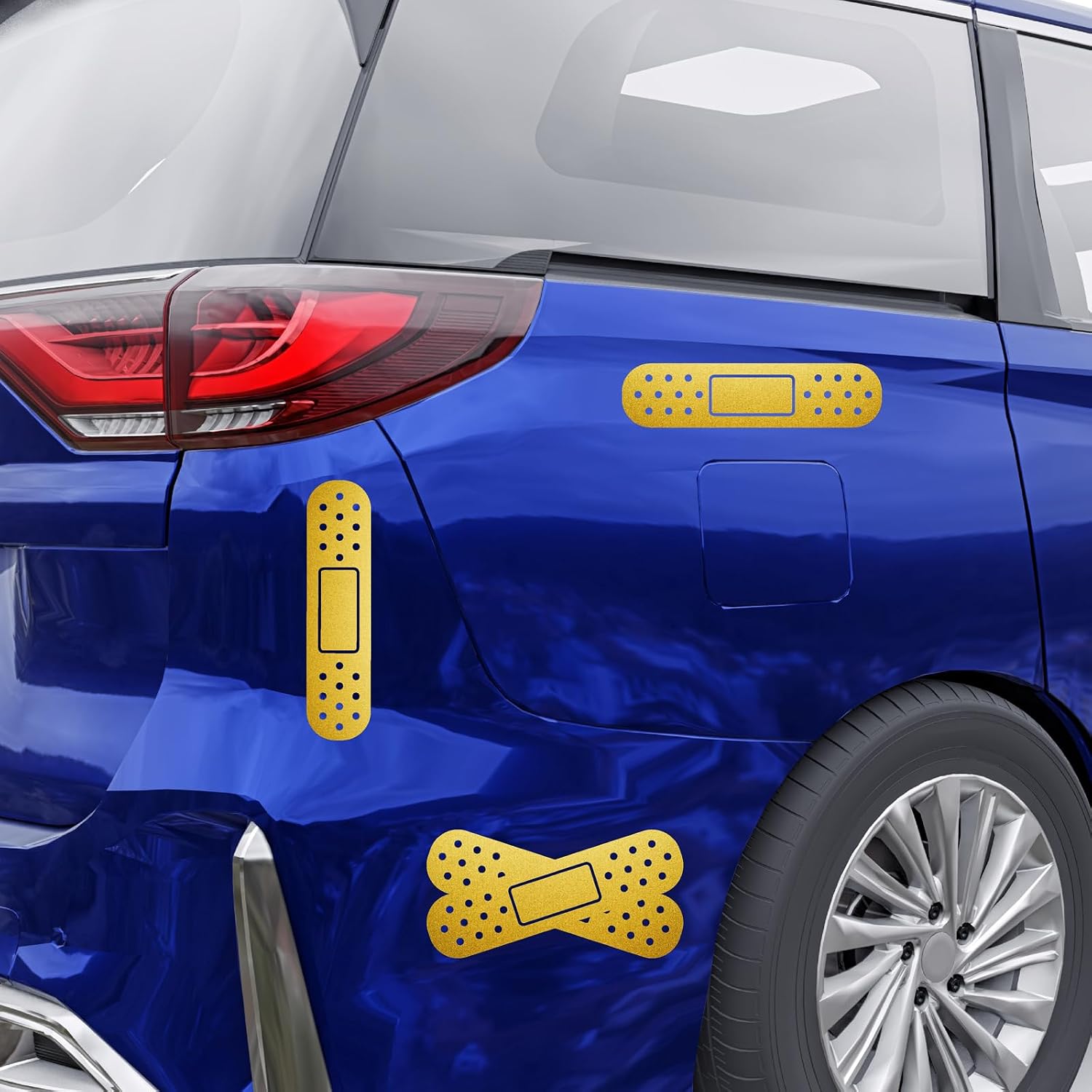 Vinyl Car Stickers Gold Band Aid Car Decals Funny Car Vinyl Stickers Waterproof Auto Scratch Cover Sticker Cars Bandage Bumper Decals Band-Aid Car Decorations for Cars Dent Crack Damage