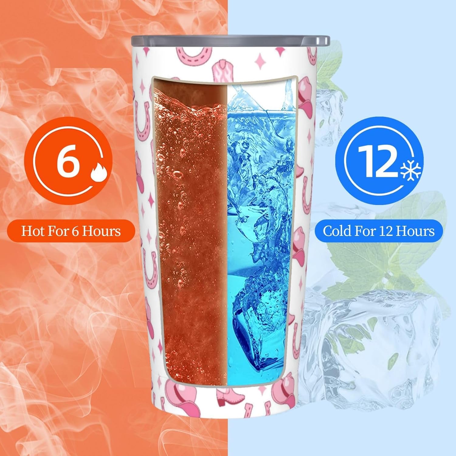 Western Cowgirl Tumbler with Lid and Straw Cowboy 20oz Insulated Stainless Steel Cup Pink Travel Coffee Mug Water Bottle for Women Gift for Birthday Christmas - Image 6