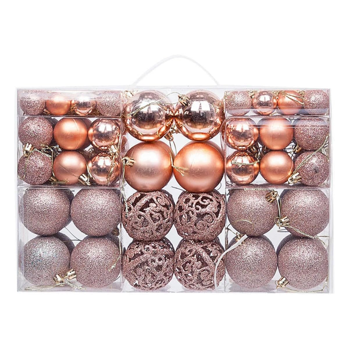 100 Stück Weihnachtsdeko-Kugeln, Weihnachtskugeln für den Baum, Partyzubehör, Weihnachtsschmuck, Kugeln, Roségold