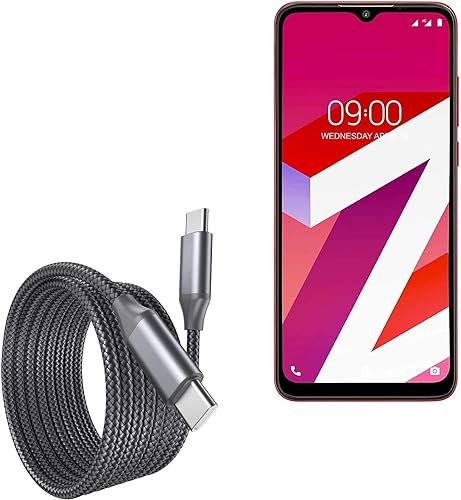 BoxWave Cable Compatible with Lava Z4 - DirectSync PD Cable (10ft) - USB-C to USB-C (100W), Long 10 Foot PD Braided Nylon Alloy Cable - Jet Black