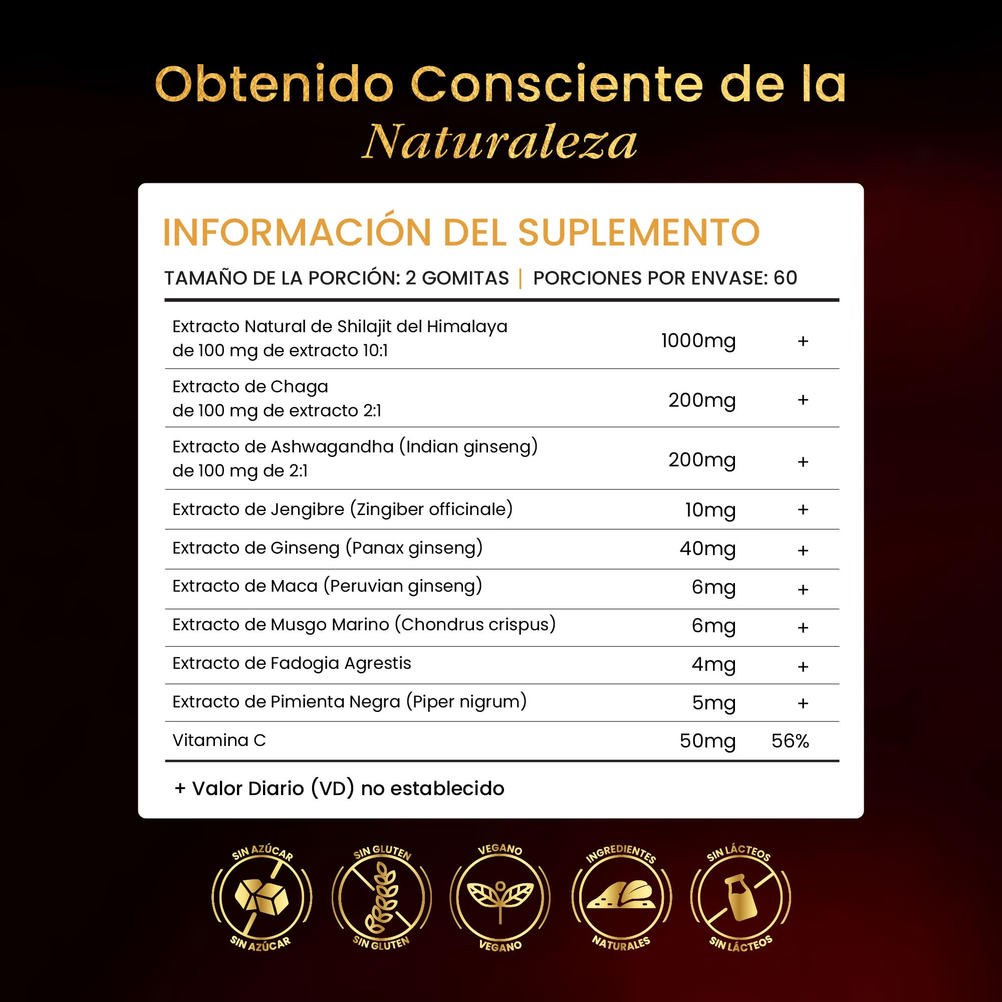 Shilajit Gummies - Gomitas de fuerza mejorada para el bienestar general, gomitas veganas endulzadas naturalmente - Natural y pura - 60 gomitas - Sabor cereza