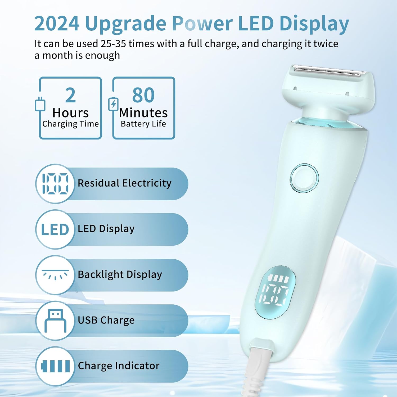 2 in 1 Electric Razors for Women, Electric Shaver for Women, Bikini Trimmer for Women, Silk Glide Pro Shaver, Waterproof Painless Wet & Dry, Removable Head, Womens Electric Razor for Legs, Body - Image 5