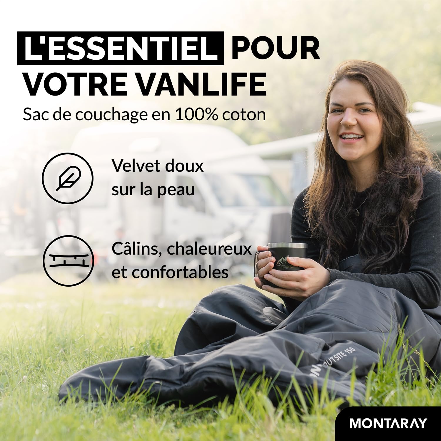 Sac de Couchage Couverture 3-4 Saisons, Sac de Couchage d'extérieur pour Camping avec Coussin, Sac de Couchage Douillet et Chaud, avec ou sans Capuche, pour Adultes, Sac de Couchage d'été