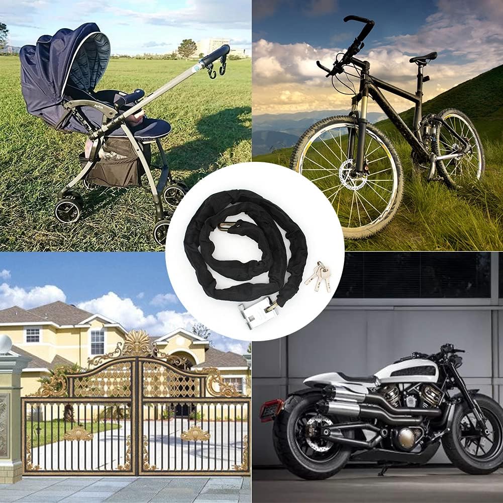 WANLIAN Heavy Duty Motorcycle Chain Lock, 4.3 FT, Black, Anti-Drill, Scratch-Resistant, Portable, Key Lock