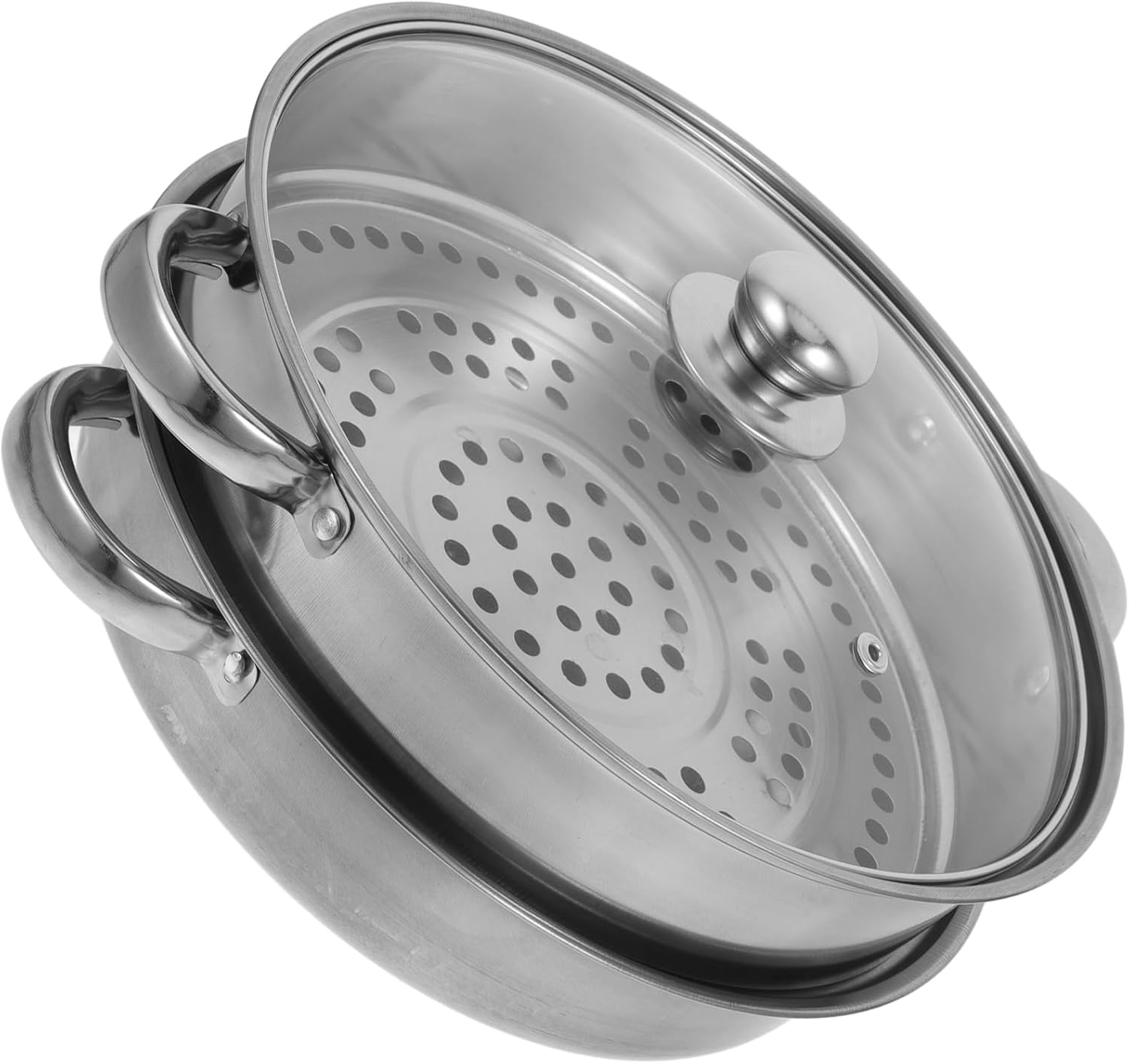 Olla De Vapor De Acero Inoxidable De 3 Niveles, 11 Pulgadas De Diáetro