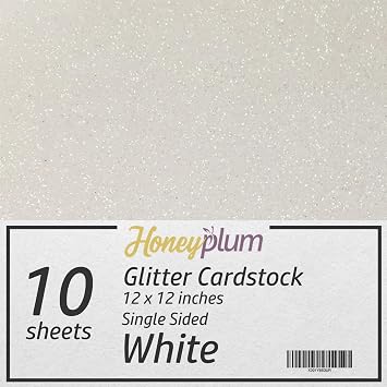 White Glitter Cardstock, 10 Sheets 250GSM Paper, 12" x 12" | Compatible With Cutting Machines, Great For Cardmaking, Arts & Crafts, Scrapbooking, DIY Party Decor, School Projects