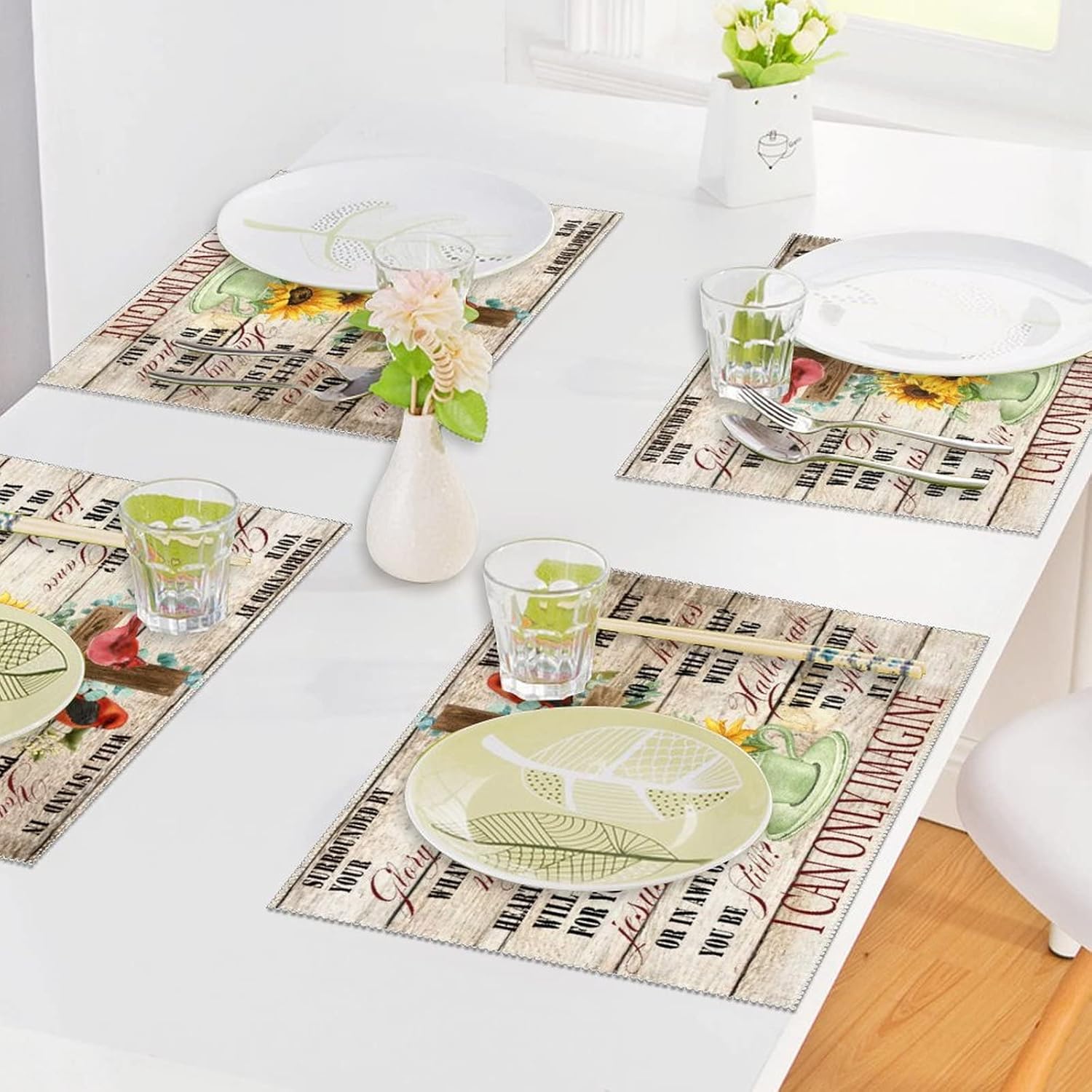 I Can Only Imagine Place Mats Set of 6 Surrounded by Your Glory Inspirational Quotes Motivational Tablemats Non-Slip Heat Resistant Place Mats Outdoor Placemats Home Kitchen