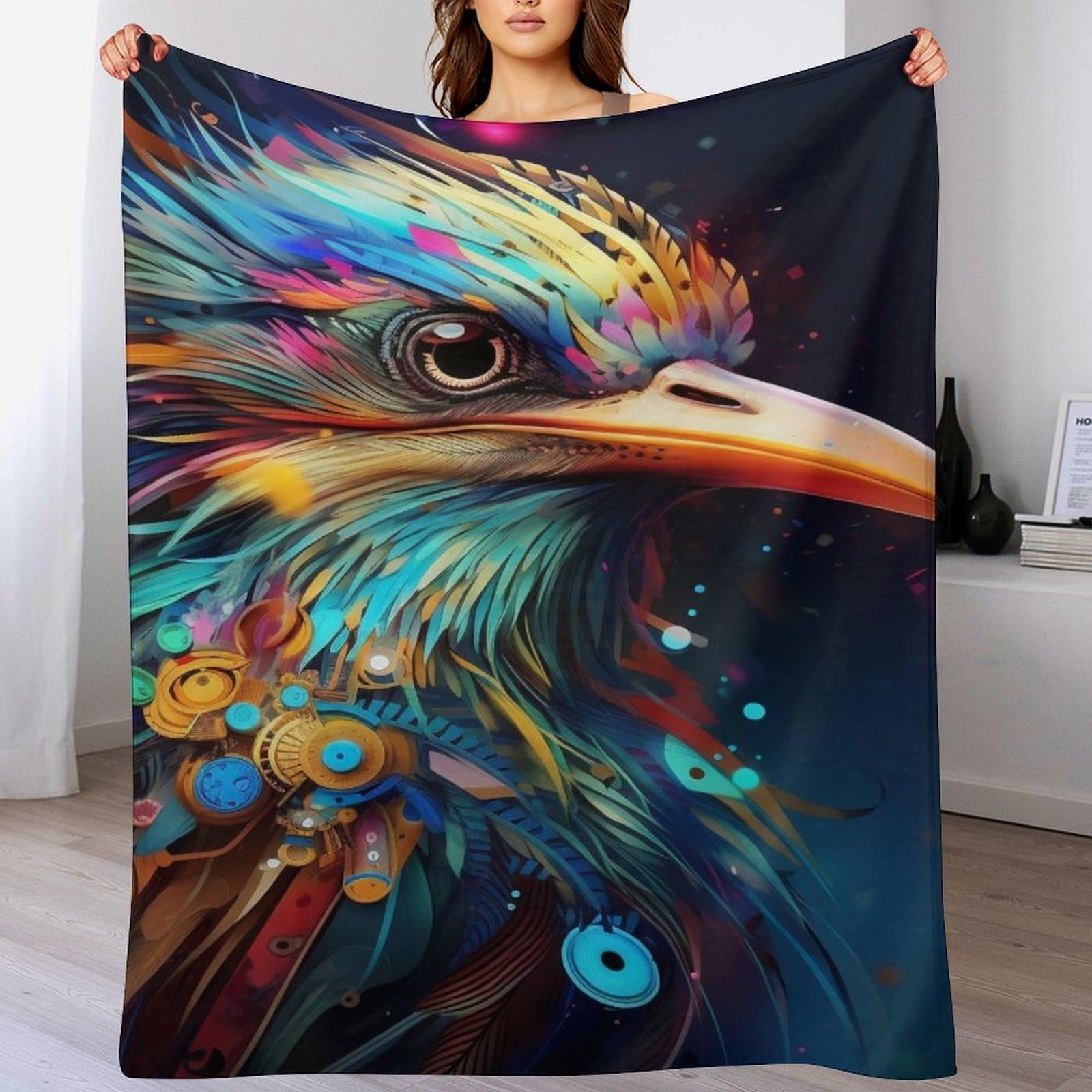 Couverture en polaire 3D légère contre le froid sur le canapé