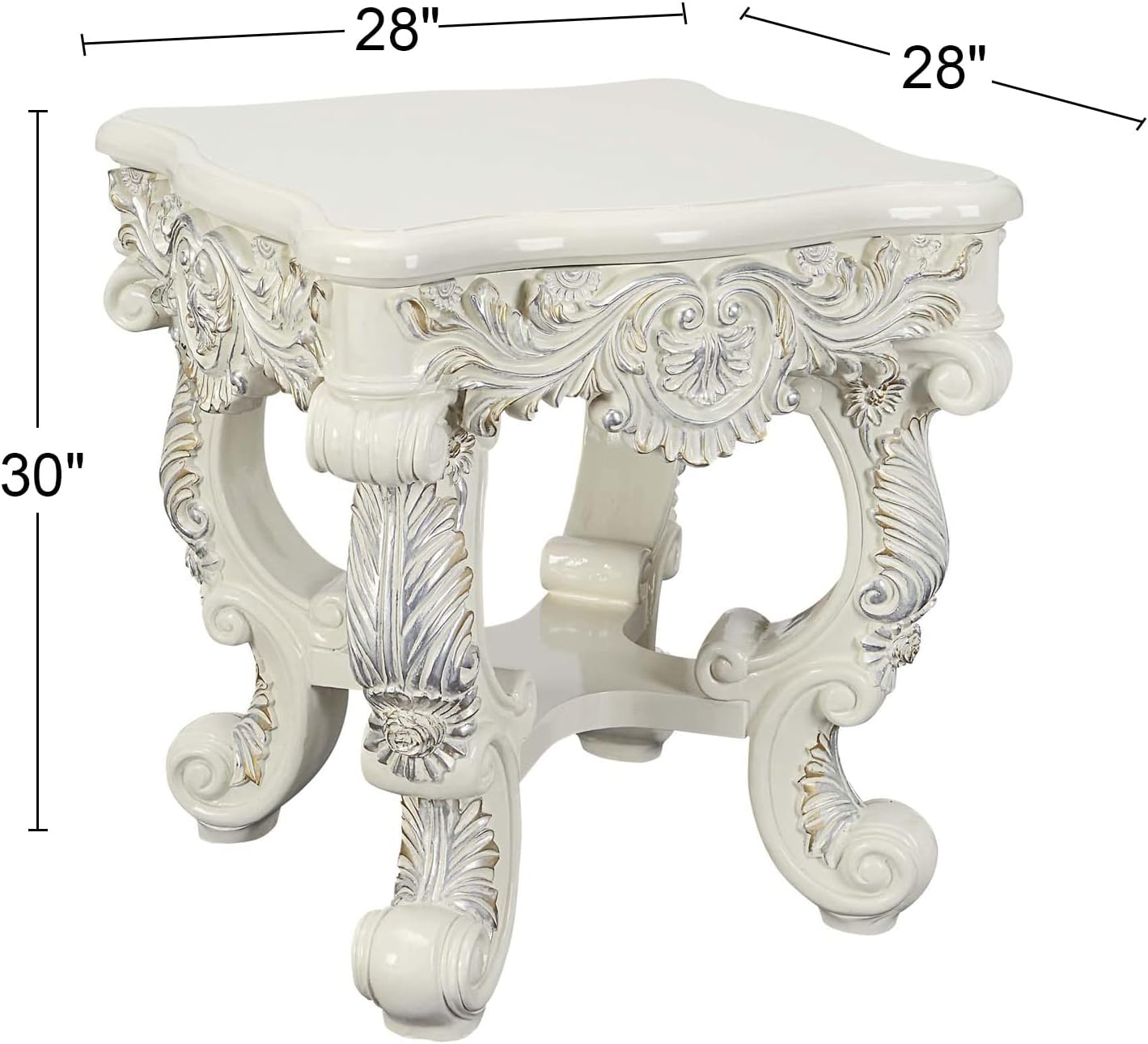 ACME Furniture Traditional Square End Table in Antique White