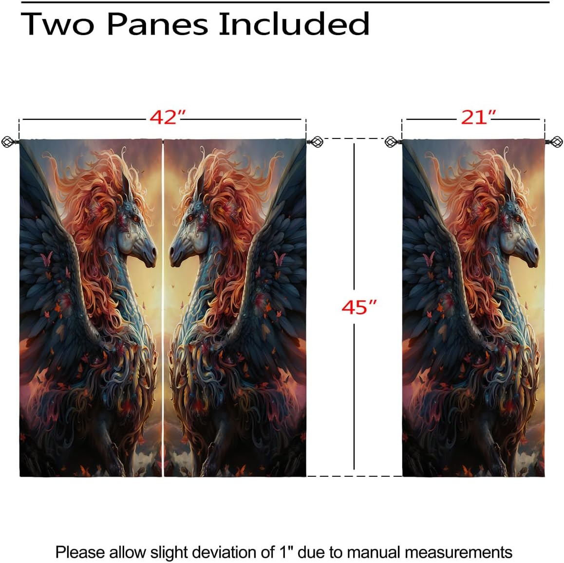 Fantasy Animal Blackout Curtains for Girls Boy Home Decor, Enchanted Unicorn Magic Horse Grommet Thermal Insulated Drapes Darkening Window Curtain for Bedroom Living Room, 42 x 45 Inch