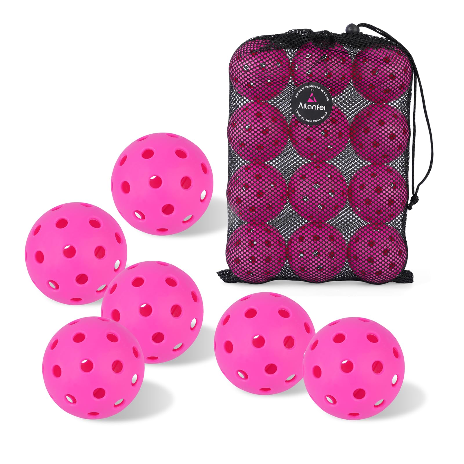 Pickleball Balls 6 Pack | 12 Pack- 40 Holes Outdoor Pickleball with Bag, Perfectly Balanced, High Bounce, Crack-Resistance，USAPA Standard - Multiple Colors