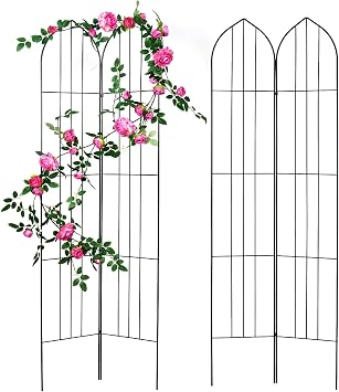 2 Pack Garden Trellis for Vines and Climbing Plants Outdoor, Iron Wire Lattices Grid Panels for Potted Climbing Pergola Cucumber Tomato Rose Vegetable Flower Plant Trellises