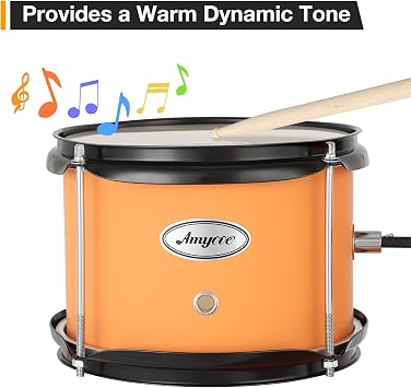 Junior Drum Kit 5-Piece, Complete Kids Beginner Drum Set with Snare, Bass Drum, Toms, Hi-Hat, Crash Cymbal, Stool & Sticks – Ages 3-10, Yellow