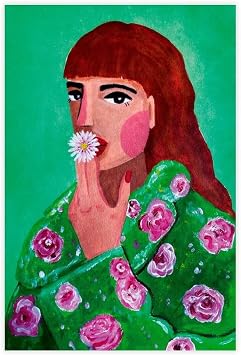 BMtyDG Woman Smoking A Flower - Raissa Oltmanns Canvas Poster Wall Art Prints Room Aesthetic Murals Bedroom And Living Decorations Unframe 24x36inch
