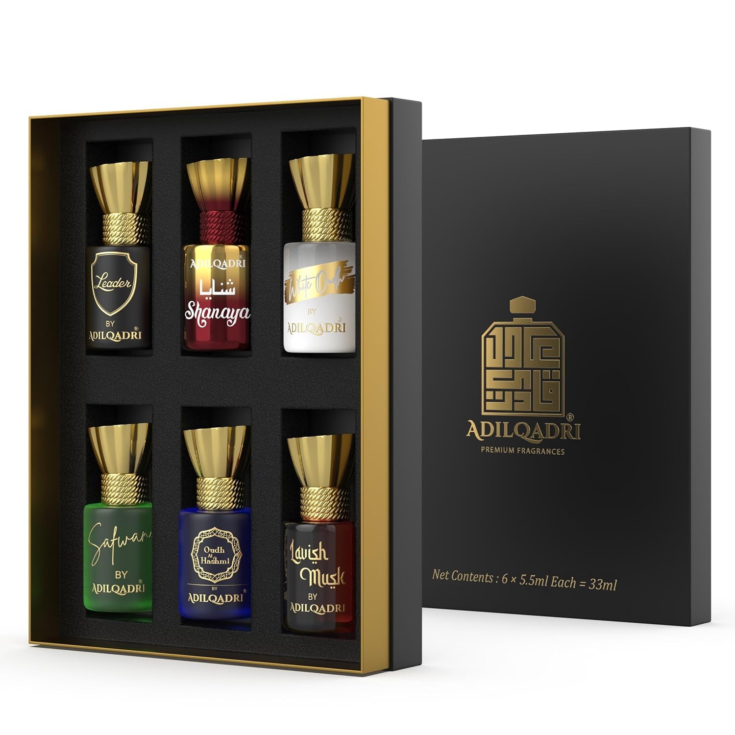 Adil..qadri Assorted Luxury Alcohol Free Long Lasting Roll-On Attar Perfume Gift Set For Unisex (5.5 Ml Each)