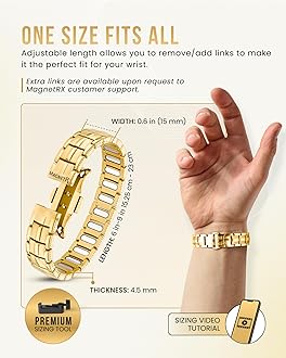 MagnetRX® Magnetic Bracelets for Men - EllipseMAX 5X Strength 5,000 Gauss Magnets - Designed in USA & Patent Pending - Premium Titanium Mens Magnetic Bracelet & Adjustable Length (Gold)