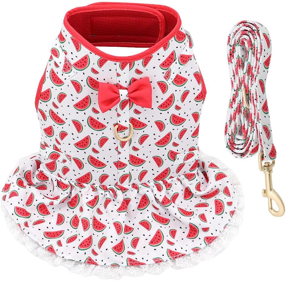 Dog Cat Harnesses Set Printed Dog Cat Harness Leash Set Pets Puppy Clothes Dress Small Dog Vest Black L