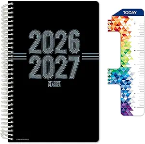 Global Datebooks 2026-2027 Student Planner, 5.5 x 8.5 inches, Dated Weekly & Monthly Academic Organizer with Ruler, Stickers, and Study Resources