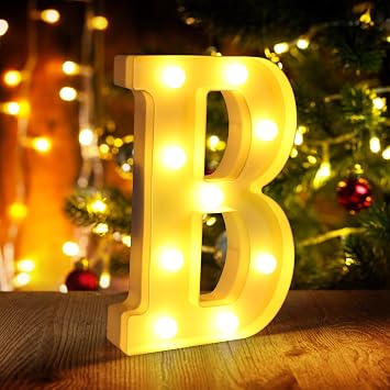 Light Up Letters B,LED Sign Marquee Letters 26 Alphabet for Party Birthday Name,Wedding,Christmas Decorations,Personalized Name Sign Letter for Centerpieces Table and Wall Decor