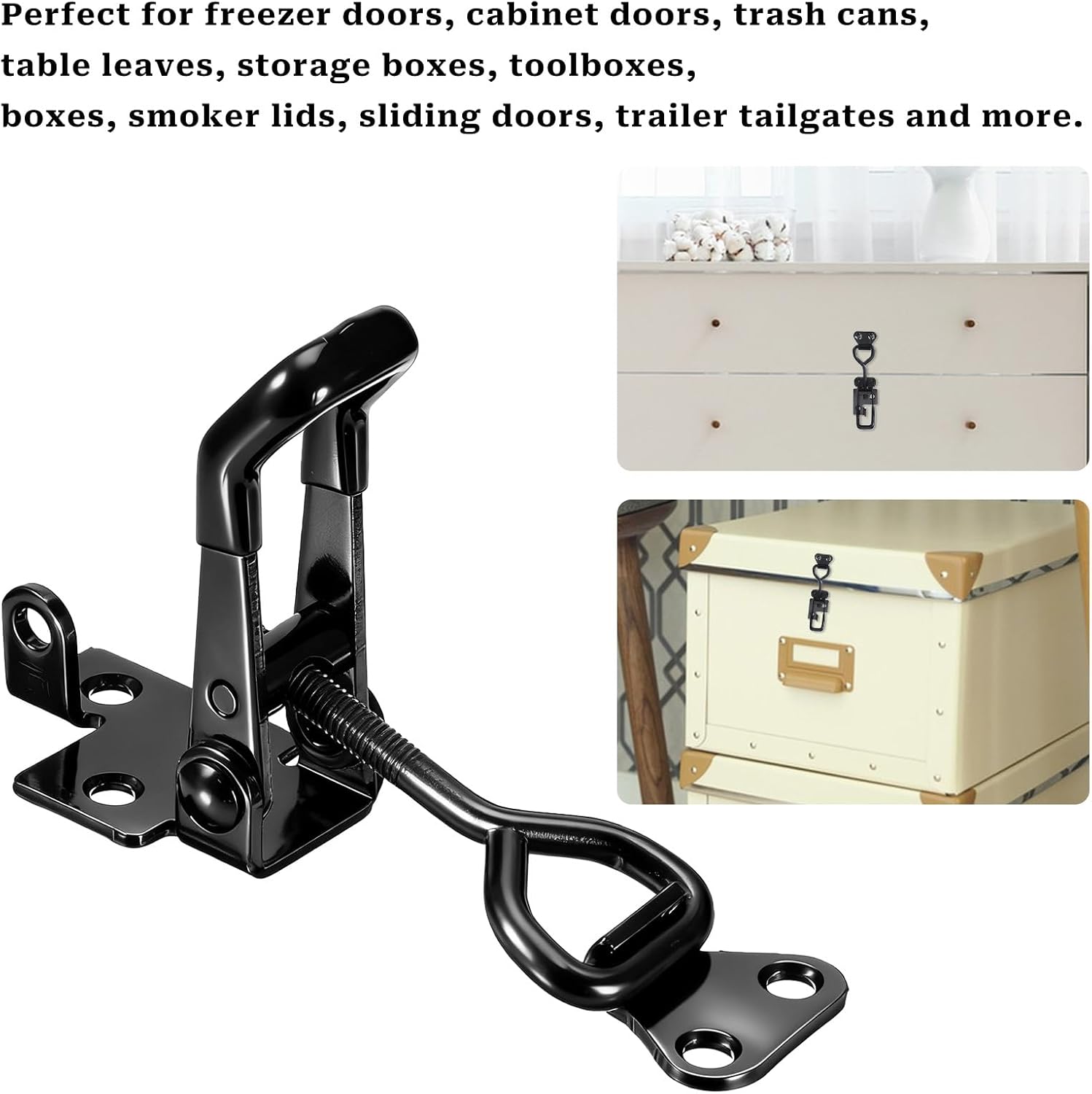 2 PCS Black Toggle Latch Clamp 300lbs Heavy Duty Adjustable Toggle Clamp Pull Latch, Quick Release Smoker Door Latch Metal Toggle Clamps for Box, Gate, Cabinet, Case