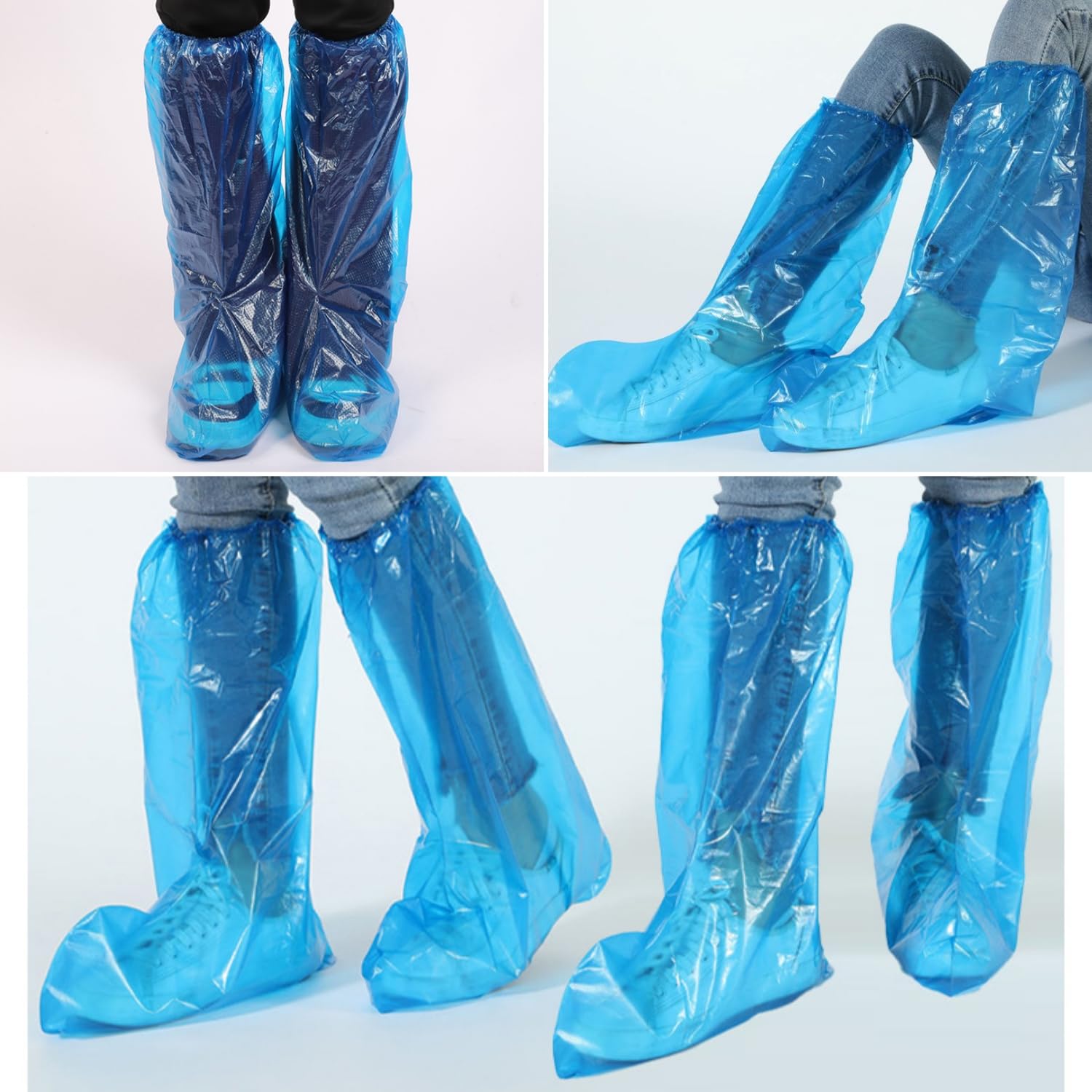 Copriscarpe Impermeabili in Pellicola PE Monouso per Esterno Campeggio (10 Paia)