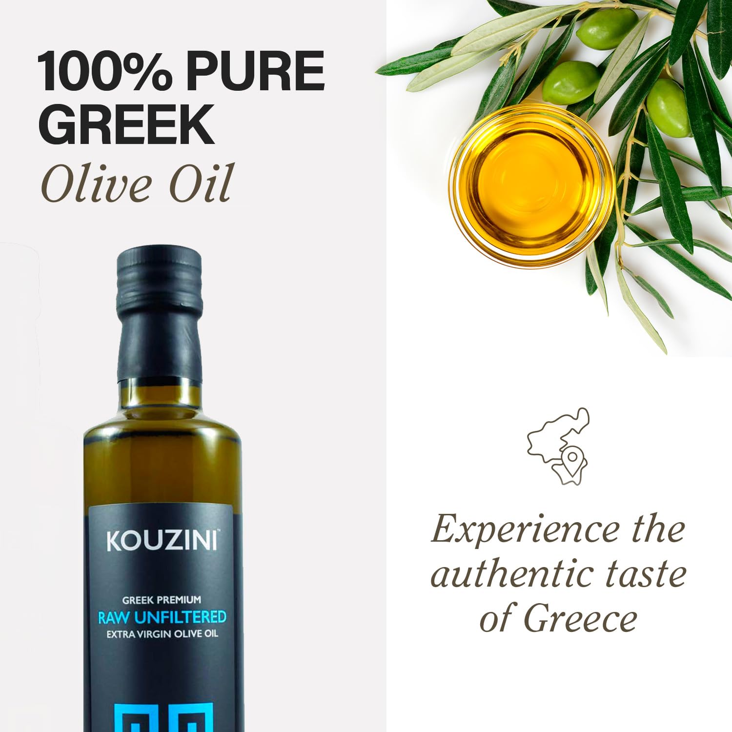 Kouzini Zeus Bundle, Premium Greek Organic Extra Virgin Olive Oil, Raw Unfiltered Extra Virgin Olive Oil, Balsamic Vinegar, Toscano, and Honey Chipotle Seasoning, For Kitchen, Grill, Salad Dressings
