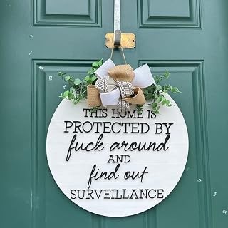 Fuck Around and Find Out Yard Sign, Wooden Rustic Home Security Sign, 11.8 x 11.8 inches, Protects Property and Office, Door or Yard Mount