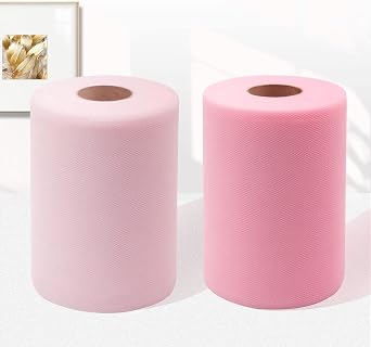 Light Pink Tulle Fabric Rolls 6 Inch by 100 Yards 300 feet Fabric Spool Tulle Ribbon for DIY Tutu Bow Baby Shower Birthday Party Wedding Decorations Christmas Craft Supplies