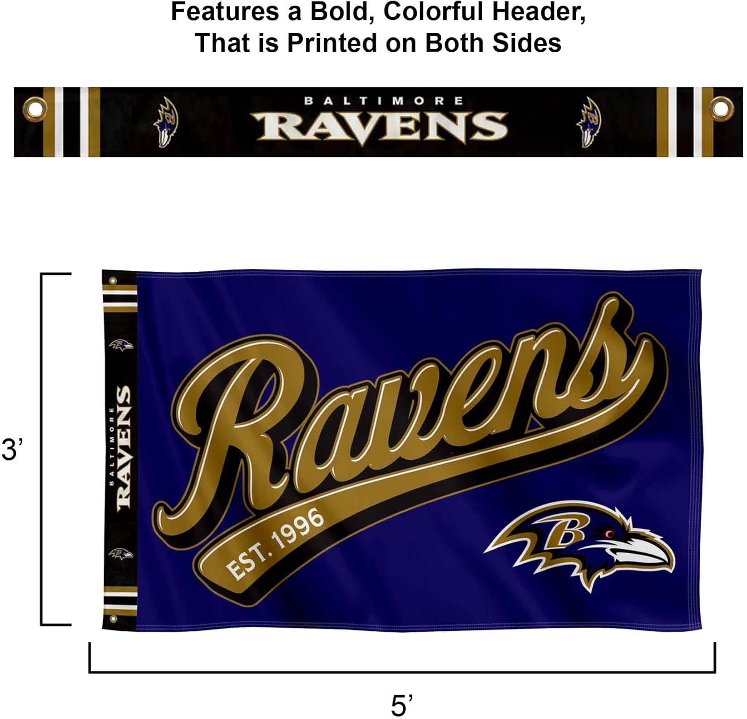 Baltimore Ravens Script Logo Premium Flag - Image 2