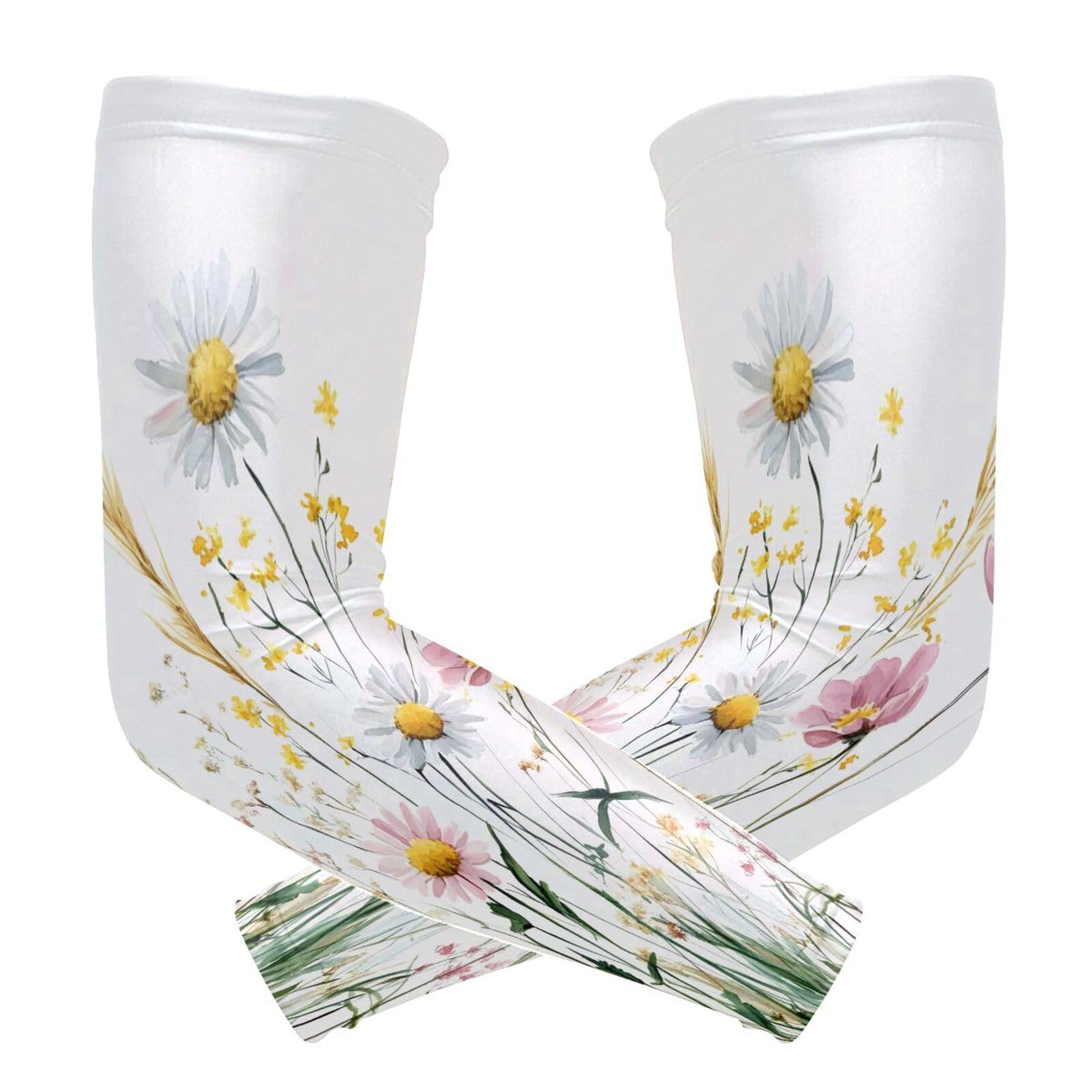 Kigai Wildflowers UV Sun Protection Arm Sleeves for Men Women Cooling Compression Sports Arm Sleeves Tattoo Cover Up