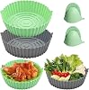 2 Pack Air Fryer Silicone Pots, 8 Inch Silicone Air Fryer Basket, Food Safe Air Fryers Oven Accessories, Reusable Air Fryer Round Silicone Liner Fits 3.6 To 6.8QT Air Fryer, GrayGreen