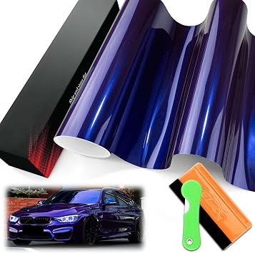 1FTx5FT PET Super Gloss Metallic Royal Indigo Blue High Glossy Vinyl Wrap Auto Car Sticker Decal Film Sheet Bubble Free Air Release Technology with Tool Set