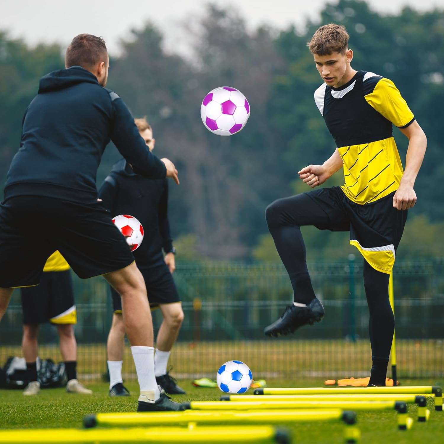 Seenelling 12 Pcs Soccer Balls for Teen Adult Bulk Deflated Soccer Ball with Pump Size 5 Indoor Outdoor Training Practice for School Sports Game Birthday Gifts Party Back to School