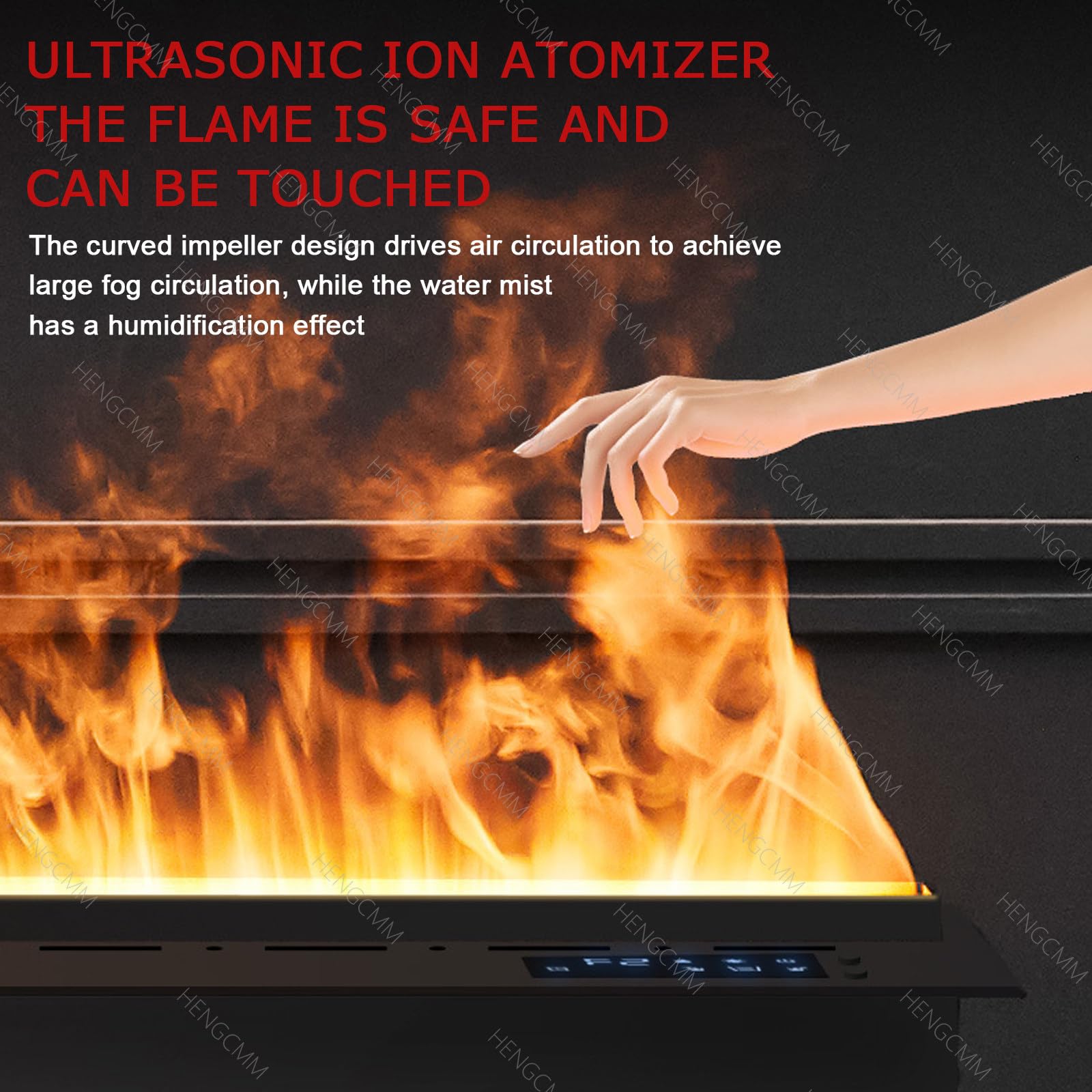 3D kominek parowy 3D kominek atomizujący wpuszczany elektryczny kominek zdalnie sterowany z timerem, symulacją dotykową płomienia, dotykiem płomienia, wieloma kolorami i regulacją,100cm/39.3in