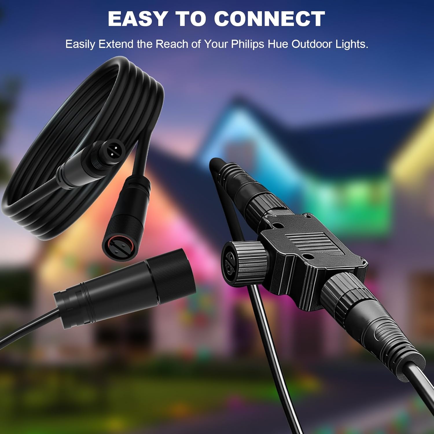 2 Packs 16FT Extension Cable for Philips Hue Outdoor Low Voltage Lights Compatible with Lily Spot XL Spot, Calla Pedestal, Econic Pathway, Amarant Light Bar Power Cord