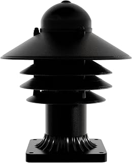 KastLite Nautical Pier Mount Outdoor Lighting Fixture - Rust & Waterproof Non-Metallic Coastal Lantern - Fits 3" Poles - UL Listed Patio Fence Porch Deck & Dock Light - USA Made, Short, Matte Black