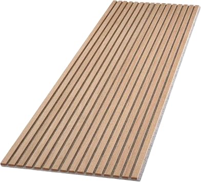 WVH Luxury American Oak Grey Felt Acoustic Slat Wood Wall Panels, Measures 94.49" x 25.20", Premium Finish, Interior Decor for Walls & Ceilings, Noise Cancelling & Sound Absorbing for Home, 2pcs