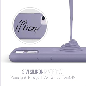 Babilden iPhone Kılıf İnce Sıvı Silikon 3 Katmanlı Tam Kaplamalı Yumuşak Jel Kauçuk Kılıf Kapak (Lila, iPhone 11)
