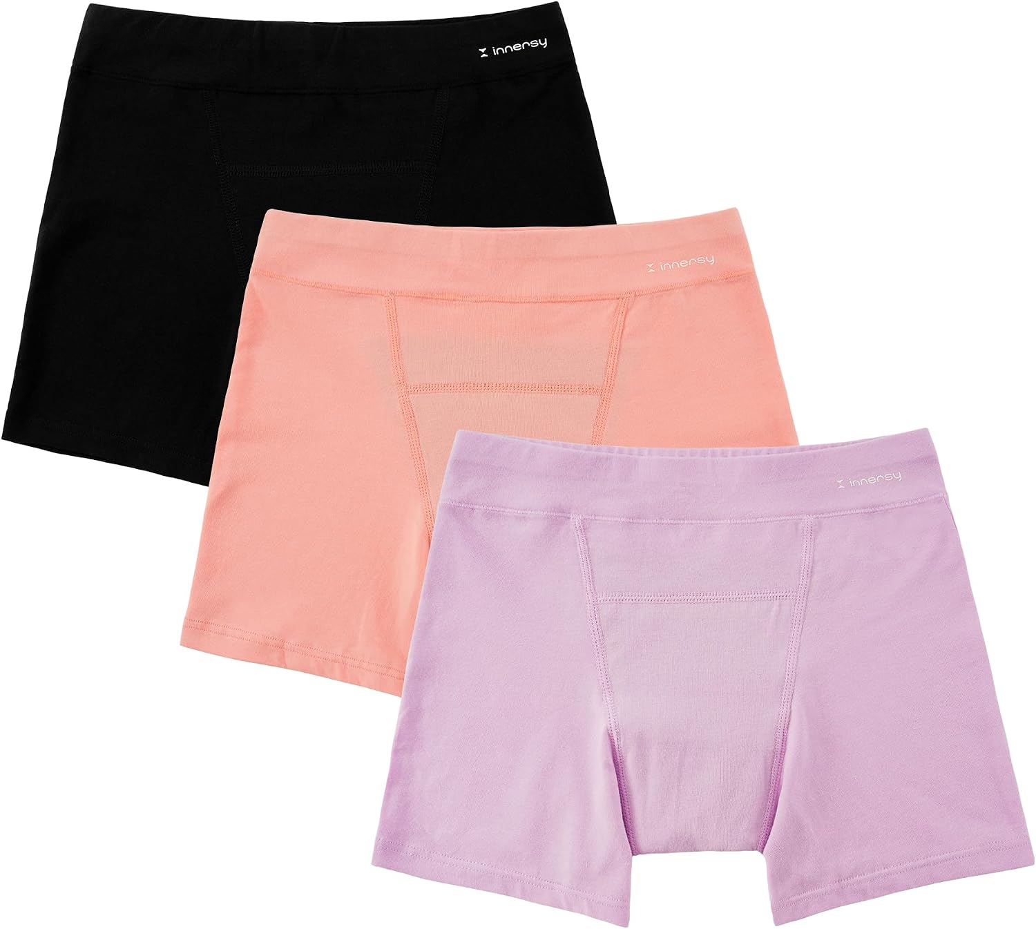 INNERSY Girls Period Underwear Cotton Boyshorts for Teen Aged 8-16 Panties 3 Pack
