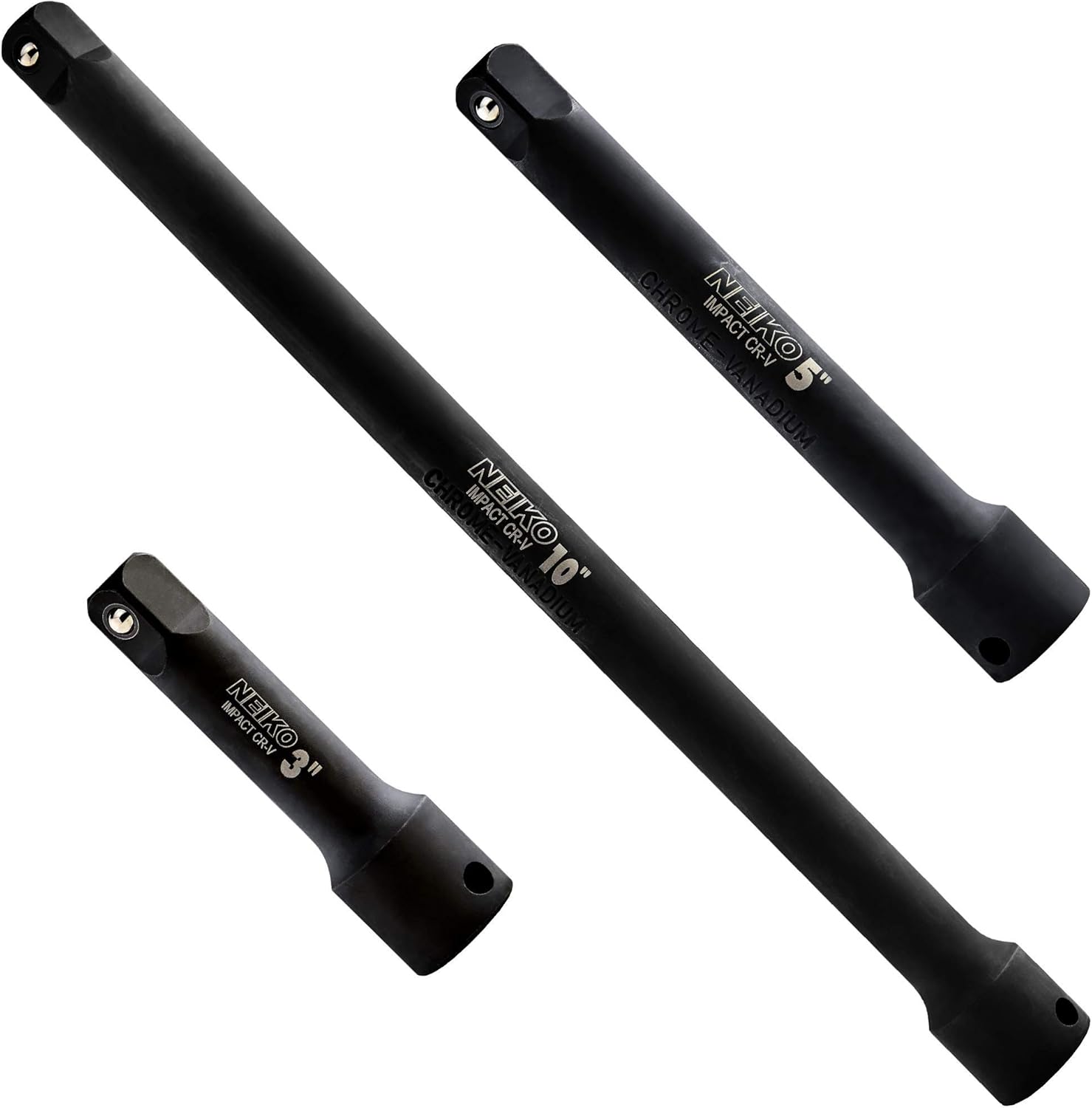 NEIKO 00236A 3/4-Inch-Drive Impact Extension-Bar Set, Made with CrV Steel, 4-Inch, 6-Inch, and 10-Inch Sizes, 3-Piece Set